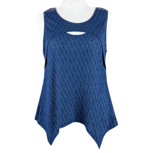 MUR MUR BLUE CUT OUT SLEEVELESS TOP, SIZE L - Picture 1 of 5